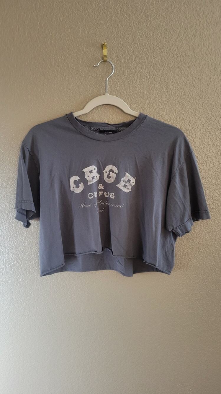Vintage-style CBGB Shirt Faded Cropped Distressed Cut Tags 19x17.5
